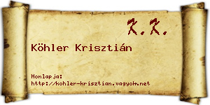 Köhler Krisztián névjegykártya